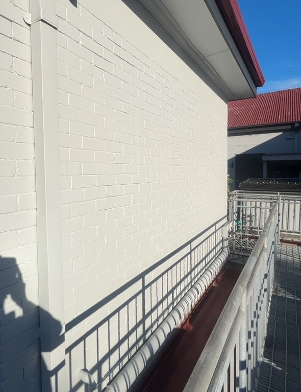 Painted brick, clean lines